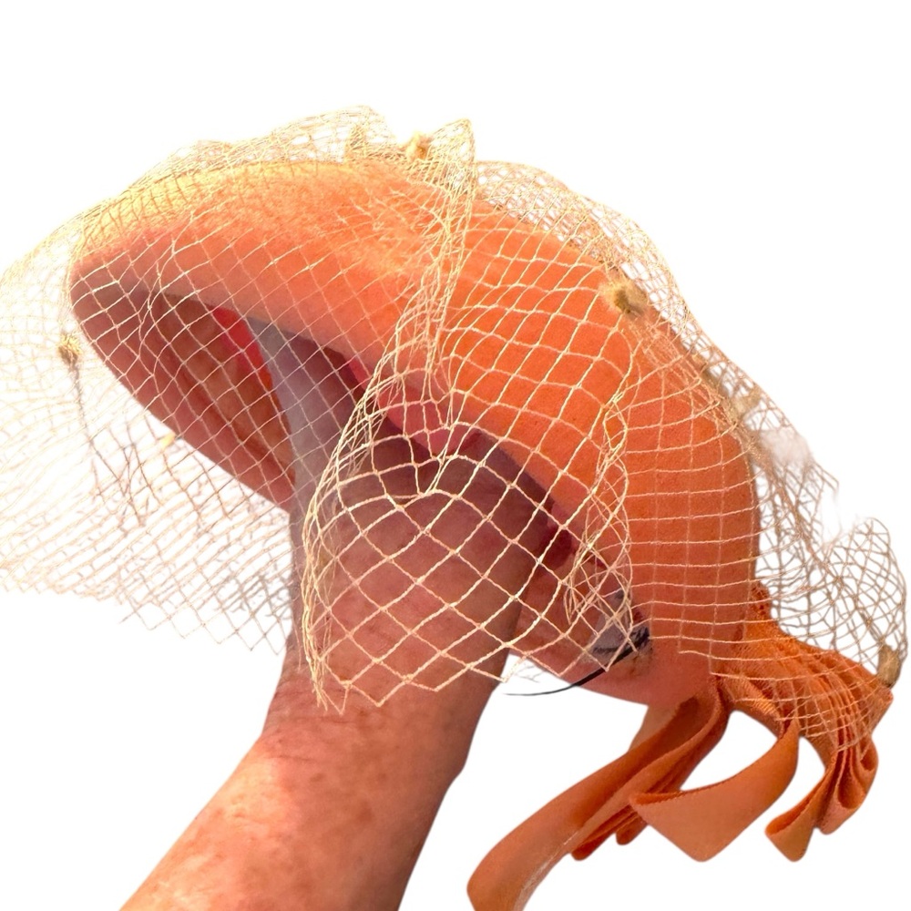 Elegant Vintage Eatons Peach Hat Felt with Netting